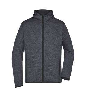 Pánska fleece bunda (JN Men's Knitted Fleece Hoody)>šedá (darkmelange) / čierna>L