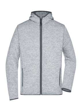 Pánska fleece bunda (JN Men's Knitted Fleece Hoody)>šedá (lightmelange) / šedá (carbon)>S