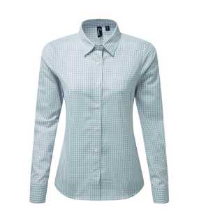 Dámska košeľa (Premier 'MAXTON' CHECK WOMEN'S LONG SLEEVE SHIRT) > strieborná / biela > S