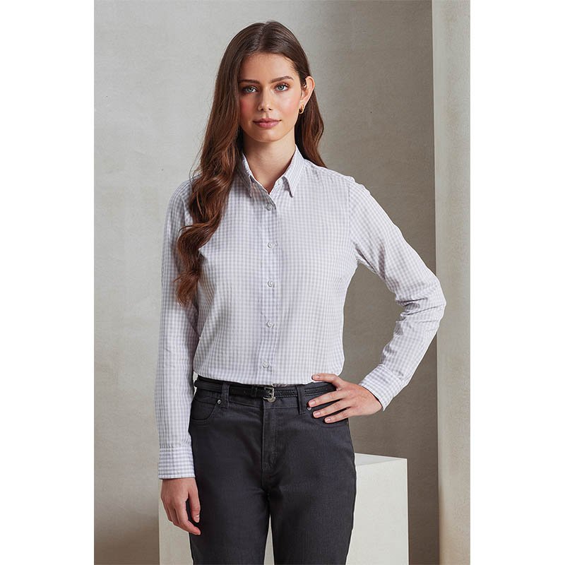 Dámska košeľa (Premier 'MAXTON' CHECK WOMEN'S LONG SLEEVE SHIRT)>modrá (navy) / biela>M
