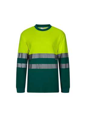Pánske tričko (VELILLA HV TWO-TONE LONG SLEEVE COTTON T-SHIRT)>zelená / žltá (hi-vis)>2XL