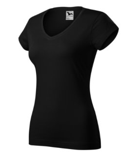 Dámske tričko (MALFINI Fit V-neck) > čierna > M