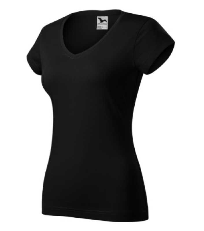 Dámske tričko (MALFINI Fit V-neck) > čierna > M