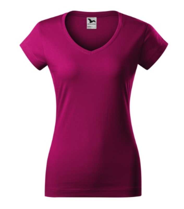 Dámske tričko (MALFINI Fit V-neck) > červená (fuchsia) > XS