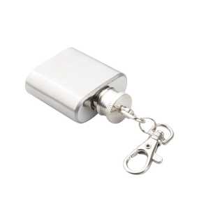 Prívesok na kľúče s mini ploskačkou > strieborná