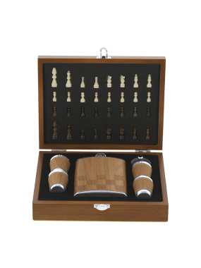 Sada šach a náprsná fľaša > prírodná