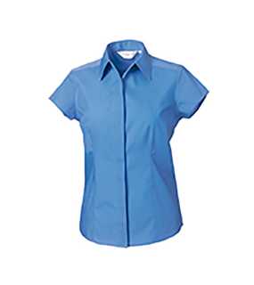 Dámska košeľa(Cap Sleeve PolyCotton Easy Care Fitted Poplin RUSSELL)>modrá (corporate)>L