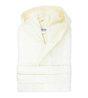 Unisex župan (THE ONE Velour Bathrobe Hooded) > béžová (ivory cream) > L/XL