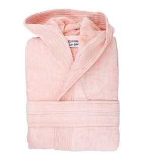 Unisex župan (THE ONE Velour Bathrobe Hooded) > ružová (salmon) > L/XL