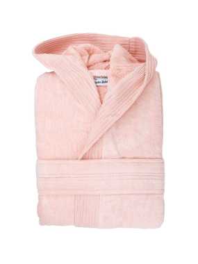 Unisex župan (THE ONE Velour Bathrobe Hooded) > ružová (salmon) > S/M