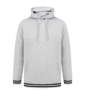 Unisex mikina (Front Row HOODIE WITH STRIPED CUFFS) > šedá (heather) / modrá (navy) > S