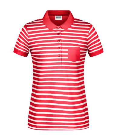 Dámska polokošeľa(DAIBER Ladies Polo Striped) > červená / biela > M