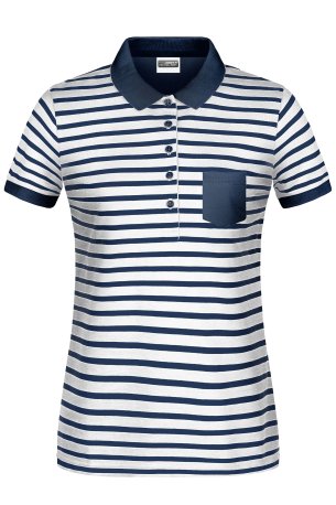 Dámska polokošeľa(DAIBER Ladies Polo Striped) > biela / modrá (navy) > XL