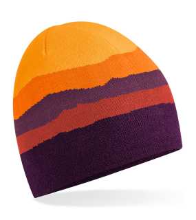 Unisex čiapka (Beechfield Mountain Peaks Pull-On Beanie)>fialová / oranžová (desert peaks)