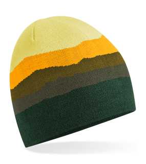 Unisex čiapka (Beechfield Mountain Peaks Pull-On Beanie) > zelená / žltá (alpine peaks)