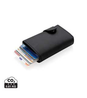 Hliníkové RFID puzdro na karty s PU peňaženkou > čierna