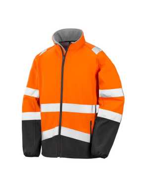 Pánska bunda (RESULT PRINTABLE SAFETY SOFTSHELL JACKET) > oranžová / čierna > 2XL