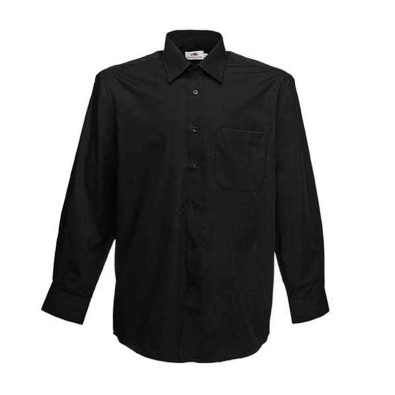 Pánska košeľa (FRUIT OF THE LOOM Long Sleeve Poplin Shirt ) > čierna > S