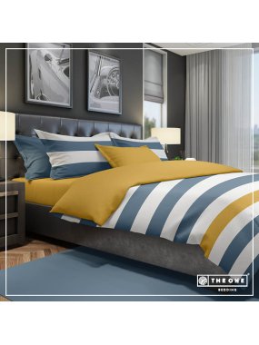 Postelné prádlo(Bed Set Stripe Double beds)>modrá(indigo)/zlatá>260x220cm+30cm