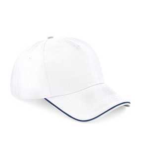 5 panelová unisex šiltovka(BF Authentic 5 Panel Cap - Piped Peak)>biela/modrá(french navy)