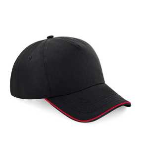 5 panelová unisex šiltovka(BF Authentic 5 Panel Cap - Piped Peak)>čierna/červená(classic)