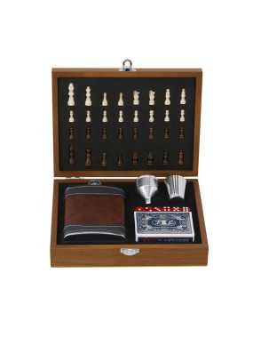 Sada šach a náprsná fľaša > prírodná