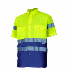 Pánska košeľa (VELILLA HV SS TWO-TONE SHIRT) > modrá (marine) / žltá (hi-vis) > XL