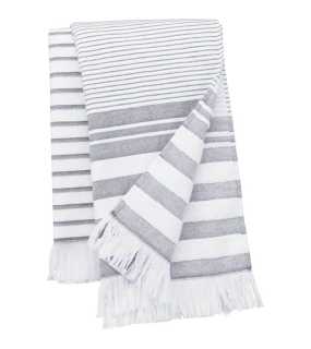 Uterák (Kariban STRIPED FRINGED FOUTA) > biela (striped) / šedá (smoke)