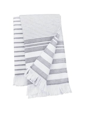 Uterák (Kariban STRIPED FRINGED FOUTA) > biela (striped) / šedá (smoke)