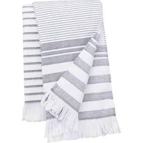 Uterák (Kariban STRIPED FRINGED FOUTA) > biela (striped) / šedá (smoke)