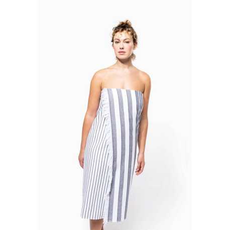 Uterák (Kariban STRIPED FRINGED FOUTA) > biela (striped) / šedá (smoke)