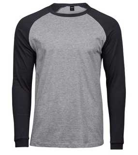 Unisex tričko (Tee Jays Mens Baseball Tee) > šedá (heather) / čierna > XL