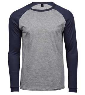 Unisex tričko (Tee Jays Mens Baseball Tee) > šedá (heather)/ modrá (navy) > L