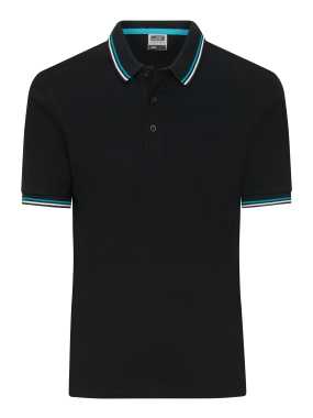 Pánska polokošeľa (JN Men's Polo) > čierna / biela / tyrkysová > M