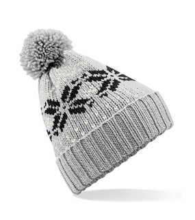 Unisex čiapka (Beechfield Fair Isle Snowstar Beanie) > šedá (light) / čierna