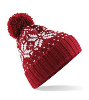 Unisex čiapka (Beechfield Fair Isle Snowstar Beanie) > červená(classic) / biela