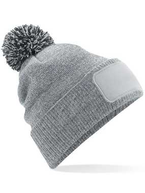 Unisex čiapka (Beechfield Snowstar Patch Beanie) > šedá (heather) / čierna
