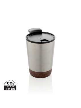 Korkový termohrnček z GRS recykl. plastu a ocele > strieborná