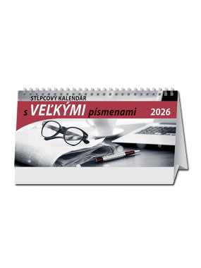 Stolový kalendár (Stĺpcový kalendár s veľkými písmenami  2026) - 29,7 x 13,8 cm