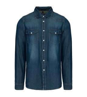 Pánska košeľa (KARIBAN MEN'S LONG SLEEVE DENIM SHIRT) > modrá (jean) > M