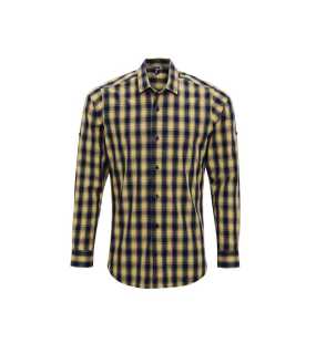 Pánska košeľa(PREMIER "MULLIGAN" CHECK-MENS COTTON SHIRT)>hnedá(camel)/modrá(navy)>S