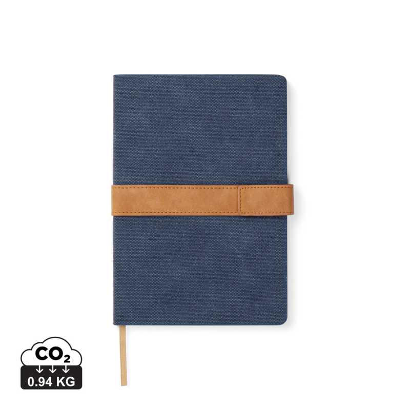 Zápisník VINGA Bosler A5 z RCS recykl. canvas > modrá (navy)