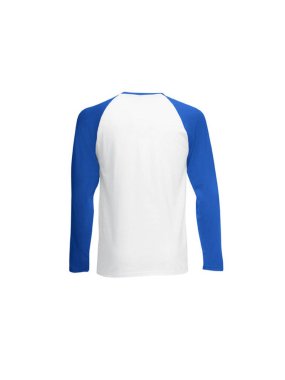 Pánske tričko (FRUIT OF THE LOOM Long Sleeve Baseball T )>biela/modrá(royal)>3XL