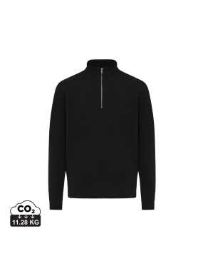 IQONIQ Elgon sveter s krátkym zipsom z recyklovanej bavlny > čierna > 4XL