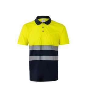 Pánska polokošeľa (VELILLA HV SS TWO-TONE POLO) > modrá (marine) / žltá (hi-vis) > L