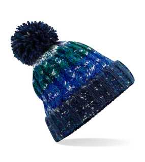Unisex čiapka (Beechfield Corkscrew Pom Pom Beanie) > modrá / zelená (alpine)