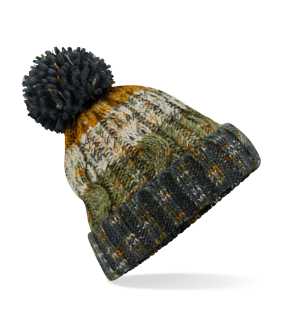 Unisex čiapka (Beechfield Corkscrew Pom Pom Beanie) > zelená / hnedá (autumn moss)