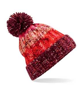 Unisex čiapka (Beechfield Corkscrew Pom Pom Beanie) > červená (cherry sherbet)