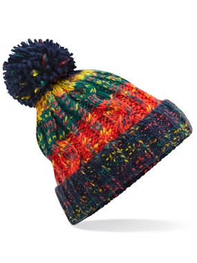 Unisex čiapka(BF Corkscrew Pom Pom Beanie)>modrá/červená/zelená(crackling campfire)
