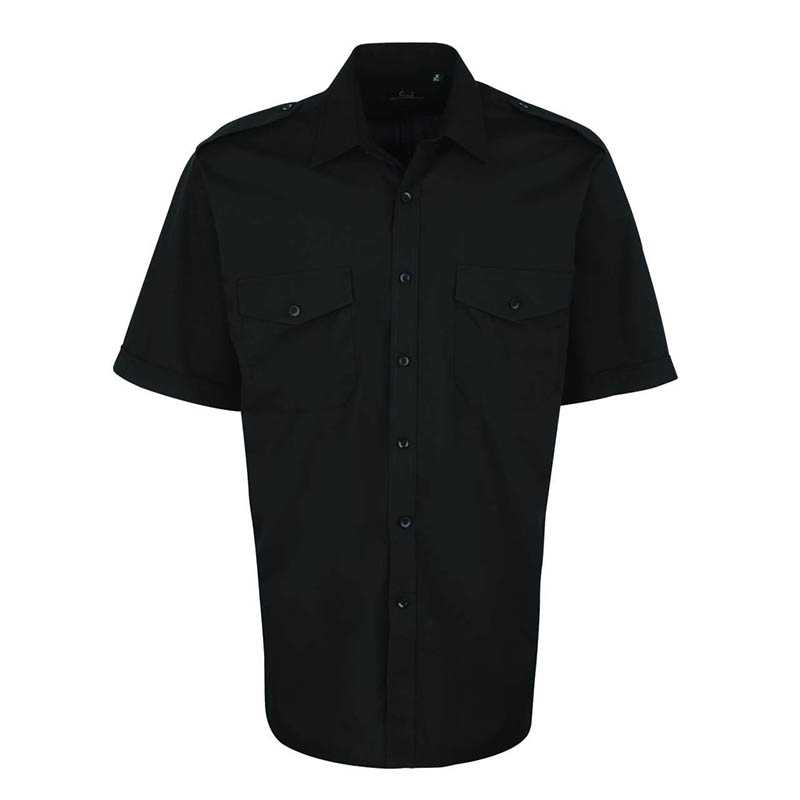 Pánska košeľa (PREMIER MEN’S SHORT SLEEVE PILOT SHIRT) > čierna > M/L